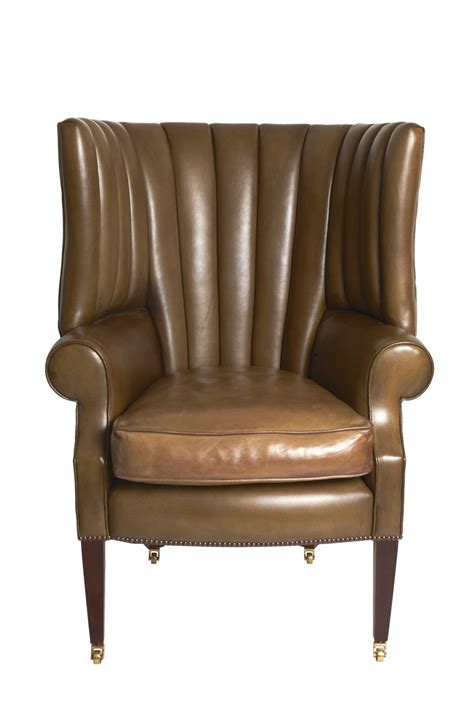 Leather Chairs Of Bath Olive Green Fluted Leather Library Chair