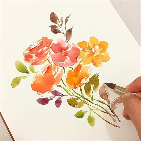 Loose Floral Bouquet In Watercolor Watercolor Flowers Paintings
