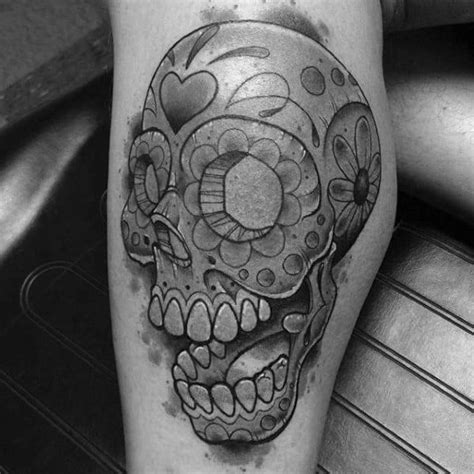 Black And Grey Sugar Skull Tattoos