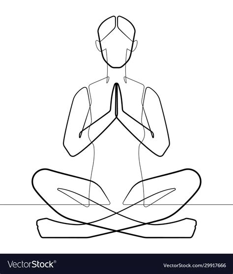 Namaste Yoga Pose One Continuous Line Abstract Vec