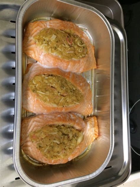 Add salmon skin side down and cook until seared, about 6 minutes, then flip salmon. How Long Do You Bake Stuffed Salmon From Costco | Astar ...