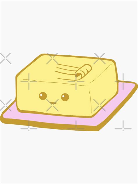 Cute Kawaii Butter On Pink Plate Sticker For Sale By Grimbutterfly