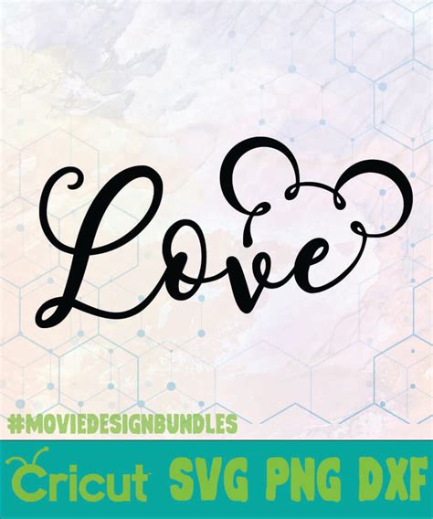 MICKEY LOVE OUTLINE DISNEY LOGO SVG, PNG, DXF - Movie Design Bundles