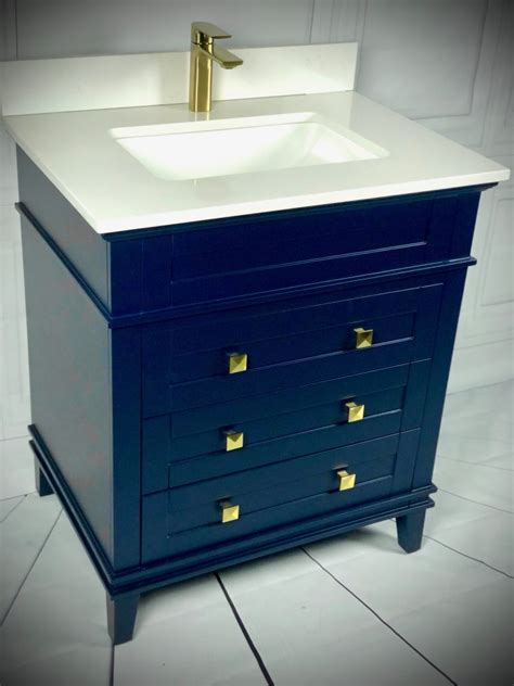Navy blue (comparative more navy blue, superlative most navy blue). Cetus 30 Inch Navy Blue Carrara Quartz Vanity | AK Trading ...