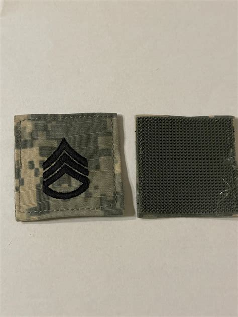 Us Army Acu Rank E 6 Staff Sergeant Ssg Patch Hook Fastener Uniform