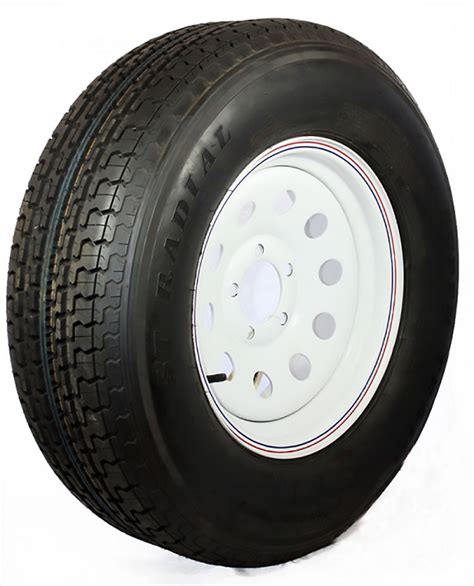 St22575r15 Radial Trailer Tire With 15 White Wheel 5 On 450 Lr D