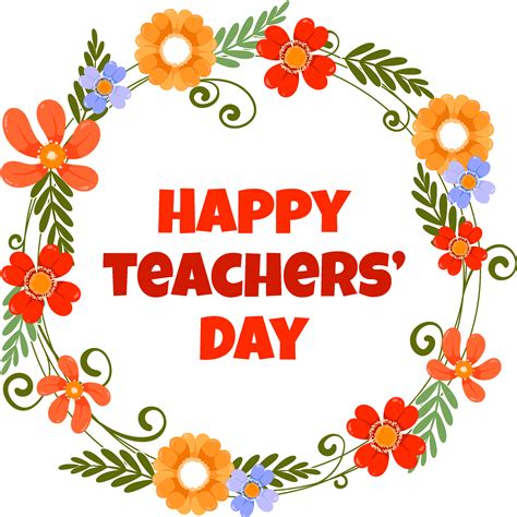 Vector Teacher Day Clipart Happy Teachers Day Floral Poster Clip Art