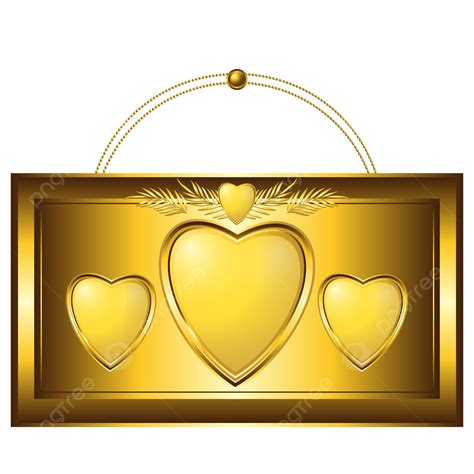 Gambar Ornamen Bingkai Emas Dengan Simbol Hati Dan Daun Vektor Gratis