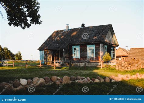 Old Wooden House In Village National Wooden Farmhouse In Belarus View
