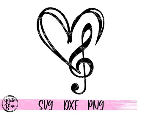 Music Note Heart Love Symbol Svg Treble G Clef Svg Sheet Etsy