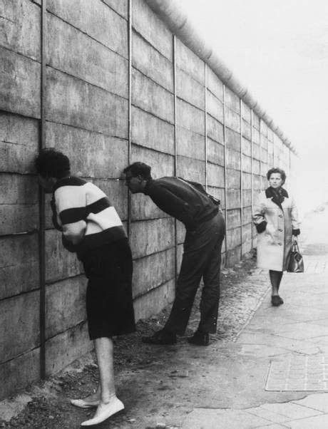 1966 West Berliners Peering Through The Berlin Wall Into The Eastern