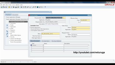 Oracle Erp Applications R12 Responsibility Creation Youtube