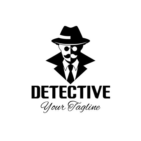 Mens Glasses Detective Logo Design With Detective Icon Design