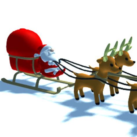Santa Claus Sled Reindeers 3d 3ds
