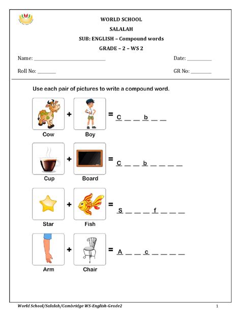 Many of our daily foods have compound word names. Birla World School Oman: Homework for Grade 2 as on 30/09/2018