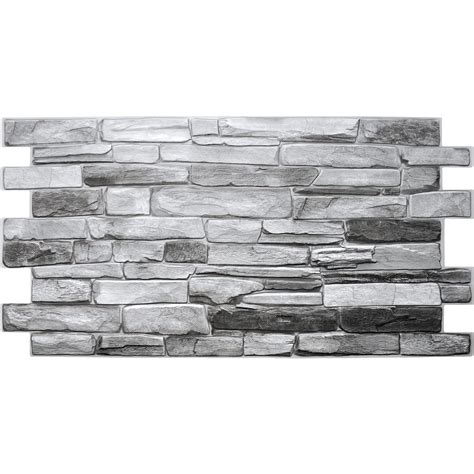 Dundee Deco Grazpg7117 10 Grey Faux Stone Pvc 3d Wall Panel 32 Ft X 1