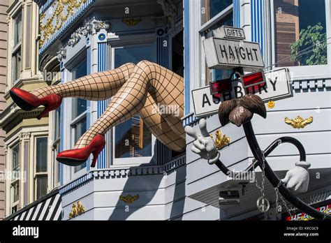 Giant Lady Legs Leaning From The Window Of A T Store In Haight