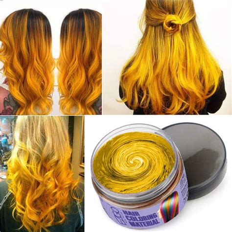 Mofajang Hair Wax Temporary Hair Coloring Styling Cream Mud Dye Yellow Gold