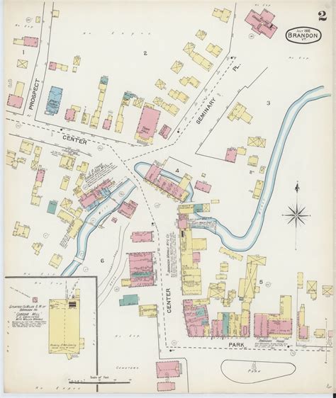 Brandon Vt Fire Insurance 1892 Sheet 2 Old Town Map Reprint Old Maps