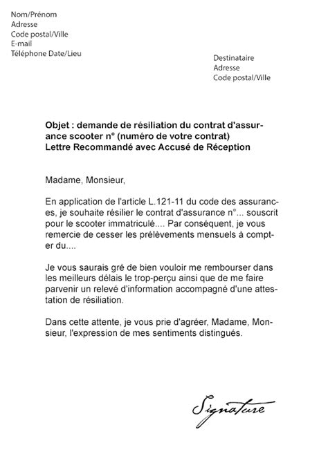 Modele De Lettre Pour Resiliation Assurance Mod Le De Lettre