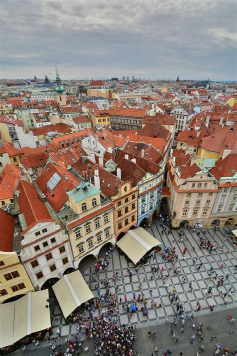 Panorama From Old Town Hall Tower Prague Czech Republic Editorial