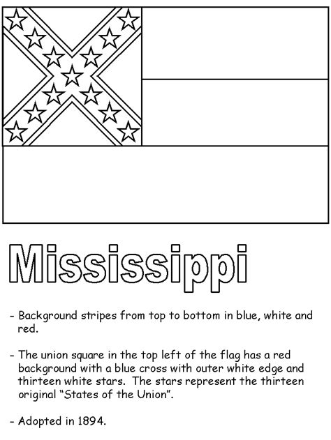 We have coloring pages of all country flags in a4 and a3 format. Mississippi State Flag