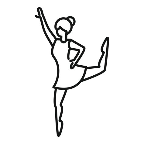 Vector De Contorno De Icono De Bailarina Bailando Bailarina De Ballet
