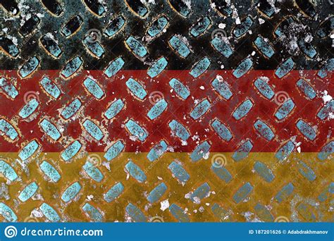 Duitse Vlag Met Meer Dan Stalen Diamantplaat Stock Foto Image Of