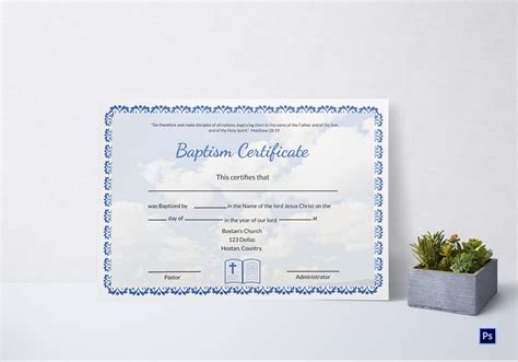 Editable Baptism Certificate Template
