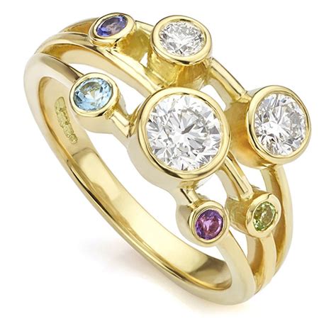 Bespoke Gemstone And Diamond Bubble Ring