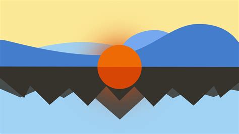Digital Art Minimalism Simple Cgi Render Nature Mountain Sun