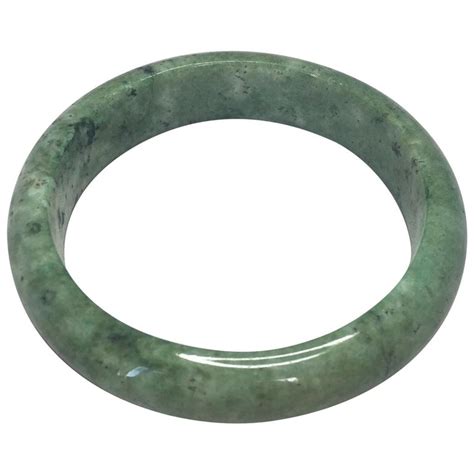 Natural Light Green Jadeite Jade Bangle Bracelet Mottled Green 77g For Sale At 1stdibs