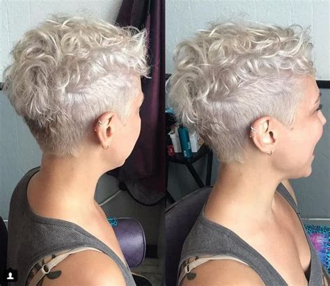 Cute short curly hairstyles for sweet view. Undercut Curly Pixie for Older Women Grey Haircut ...