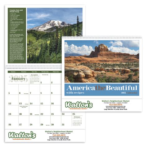Premium Calendar America The Beautiful Recipe Wholesale Calendars
