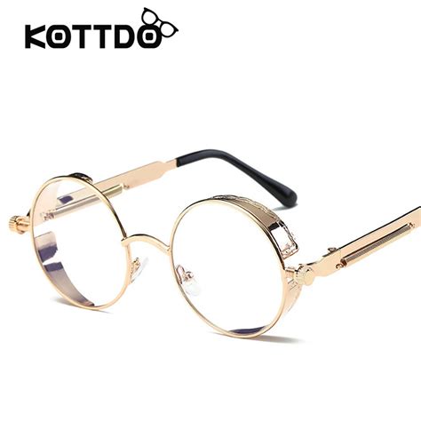 steampunk eyeglasses round metal vintage men women eye glasses brand designer retro glasses