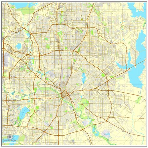 Dallas Texas Us Printable Vector Street City Plan Map Full Editable