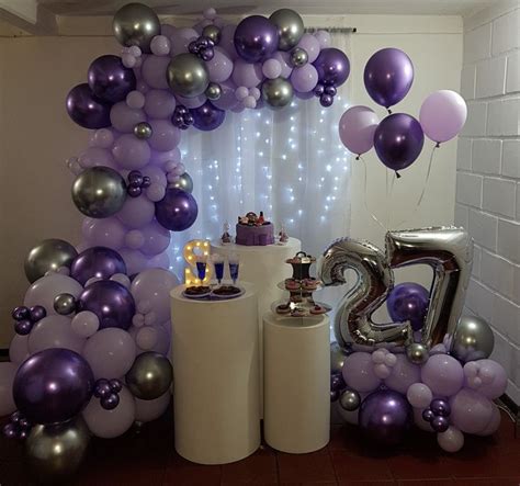 Decoración De Cumpleaños 27 Mujer Morada Maquillaje Purple Birthday Party Diy Birthday