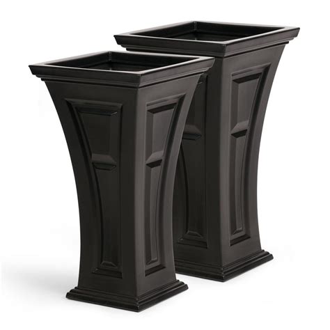 Fcmp Outdoor Tall 16 In X 28 In Black Plastic Heritage Planter 2