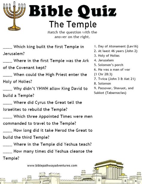 Printable Bible Trivia Questions With Answers Printable Kjv Bible