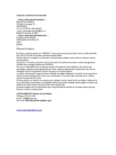 Carta Solicitud Donacion Pdf Business