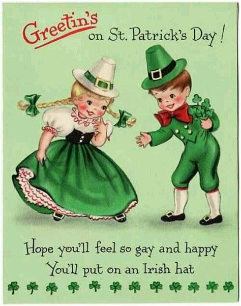 Cute Pic And Saying Vintage Greeting Cards Vintage Postcards Fete Saint Patrick St Patricks
