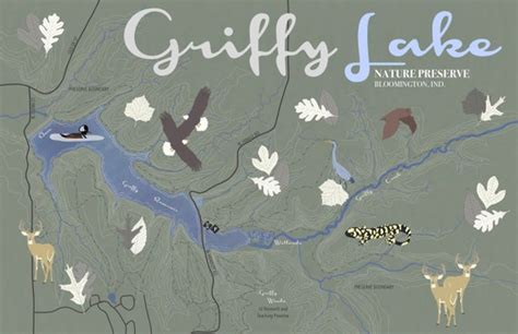 Griffy Lake Nature Preserve Decorative 11x17 Map Print Etsy