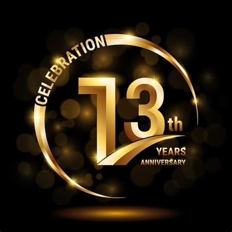 Premium Vector 13th Anniversary Celebration Logo Design With Gold