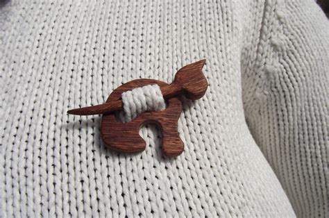 Wooden Cat Hair Pin Wooden Pins Clips For Hair Hairpin Brooch Etsy