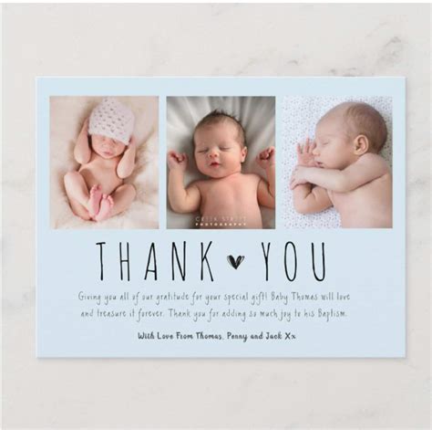 Baby Thank You Cards Blue Baby Thank You Card With Photo Etsy Uk