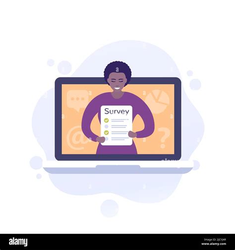 Online Survey Vector Illustration With A Woman Stock Vector Image And Art