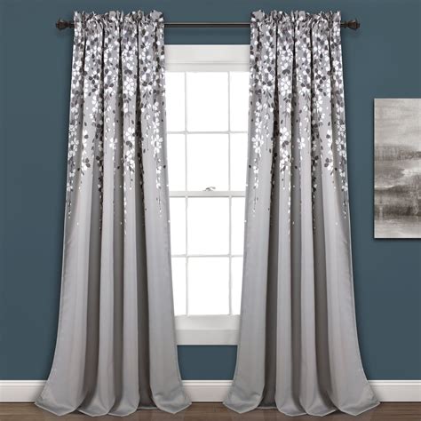 Weeping Flower Light Filtering Window Curtain Set Grey Room Lush