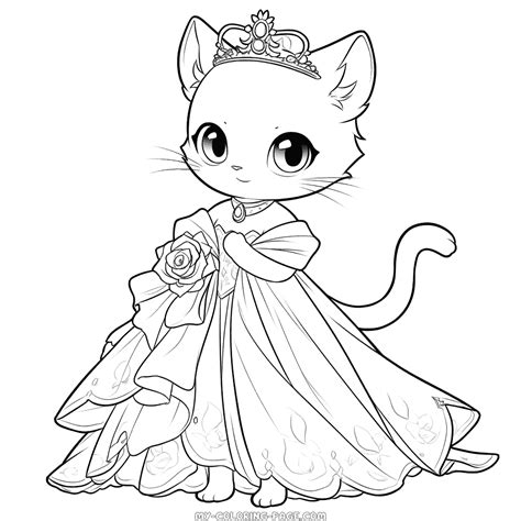 Princess Cat Coloring Page My Coloring Page