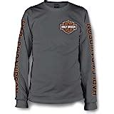 Harley Davidson Official Men S Iron Block Long Sleeve Shirt Grey