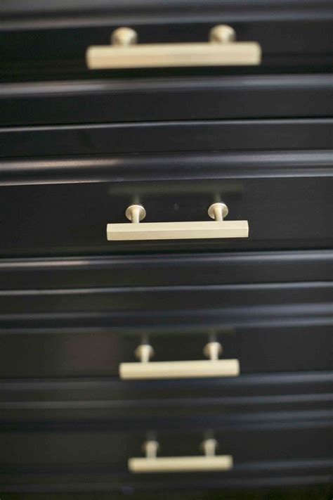 These cabinet handles from franklin brass have a unique curved design that offers an ergonomic grip suited for any cabinet in your house, and. Black custom kitchen drawers with brass handles. Taken By ...